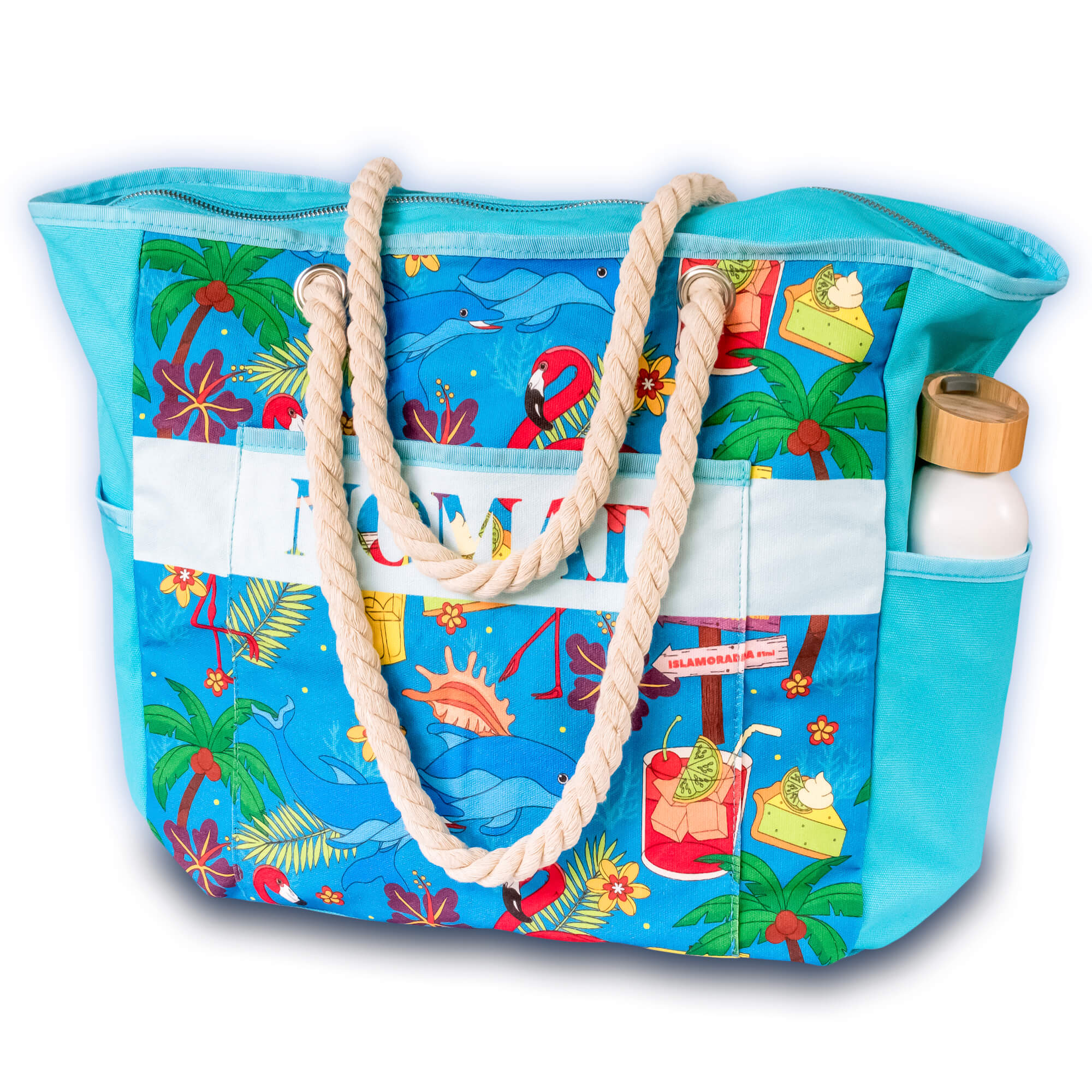 Keys Beachy & Peachy Canvas Beach Bag