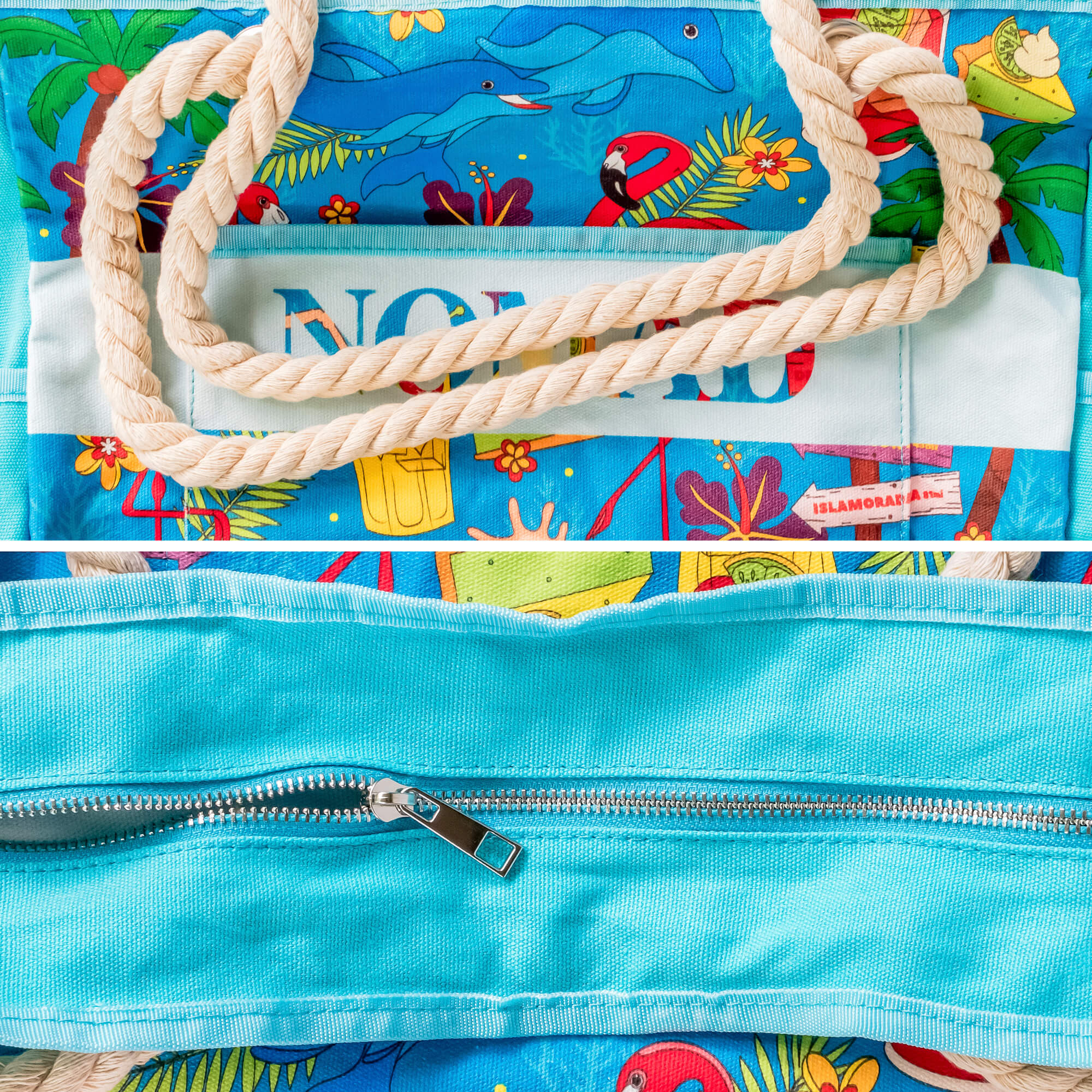 Keys Beachy & Peachy Canvas Beach Bag